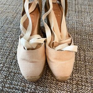 Castaner Cream Espadrille Wedges